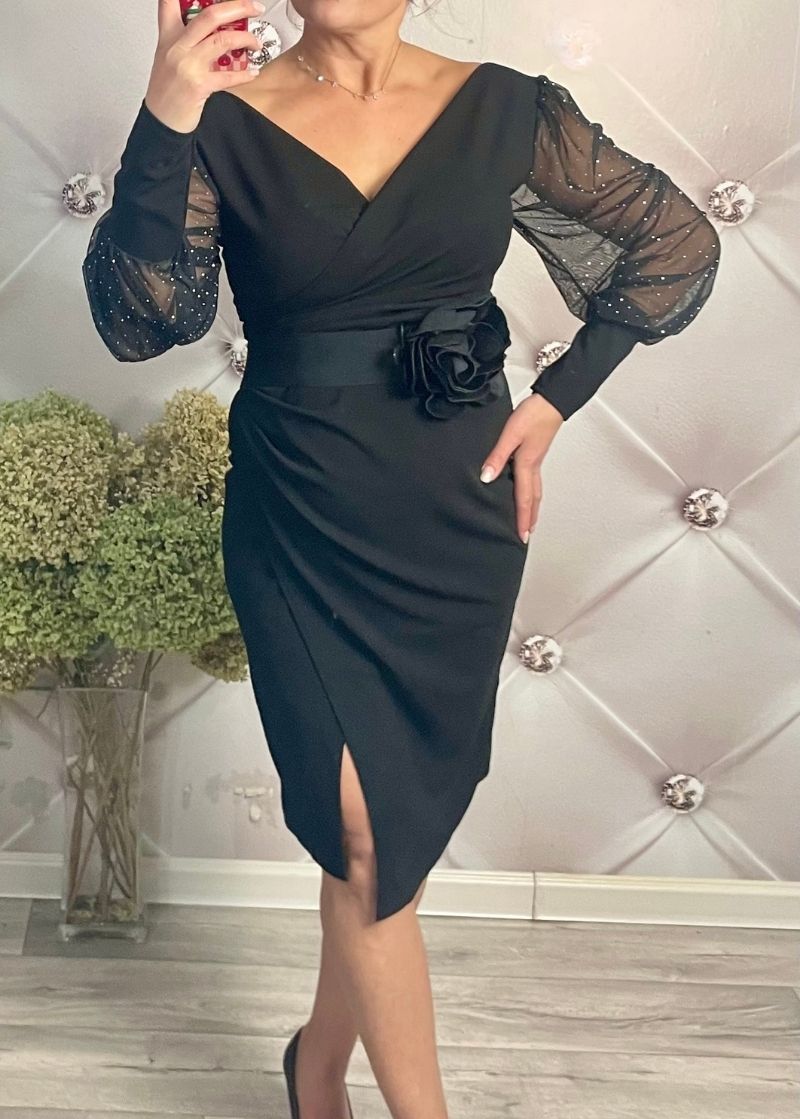 SUKIENKA VERA Z SIATECZKOWYM RĘKAWEM PLUS SIZE 46-48