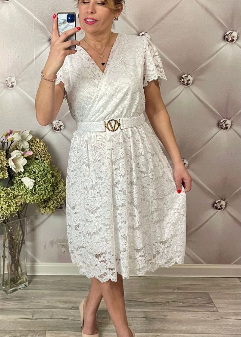 SUKIENKA KORONKOWA Z KRÓTKIM RĘKAWEM PLUS SIZE