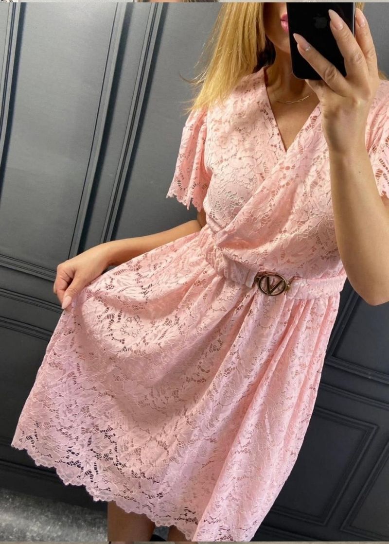 SUKIENKA KORONKOWA Z KRÓTKIM RĘKAWEM PLUS SIZE