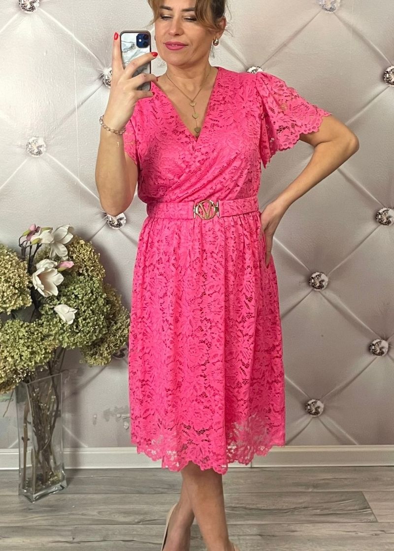 SUKIENKA KORONKOWA Z KRÓTKIM RĘKAWEM PLUS SIZE