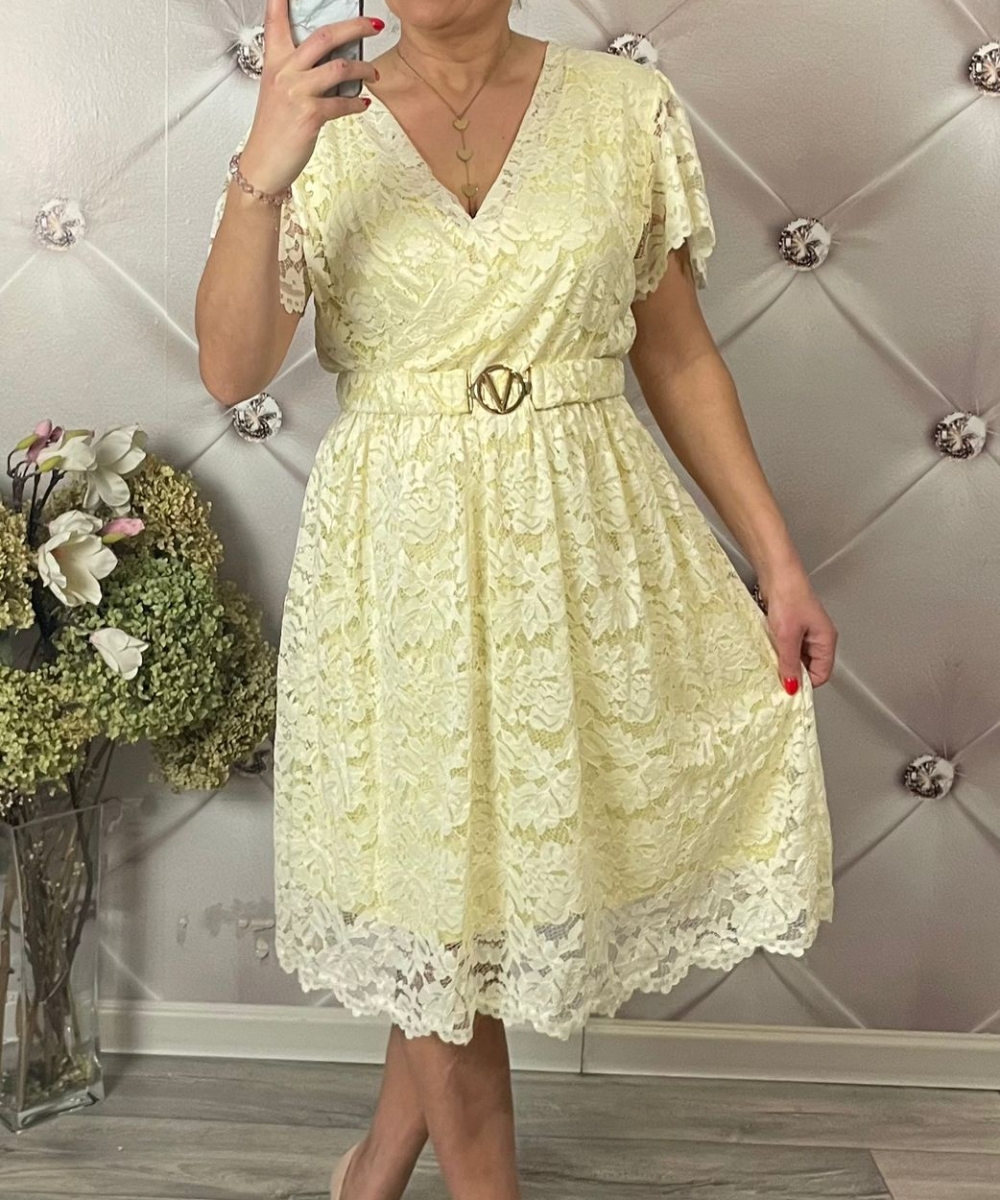 SUKIENKA KORONKOWA Z KRÓTKIM RĘKAWEM PLUS SIZE